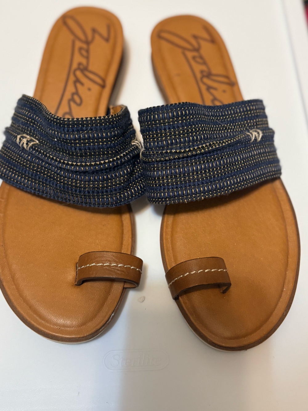 Zodiac Navy Blue and Brown Slide Sandals